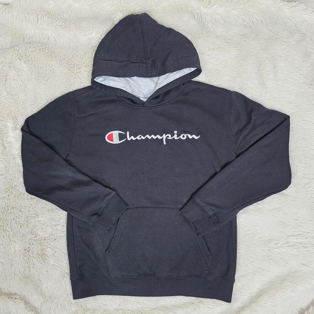 Champion Black Pullover Hoodie Hooded Sweatshirt Boys Size Large (14/16)